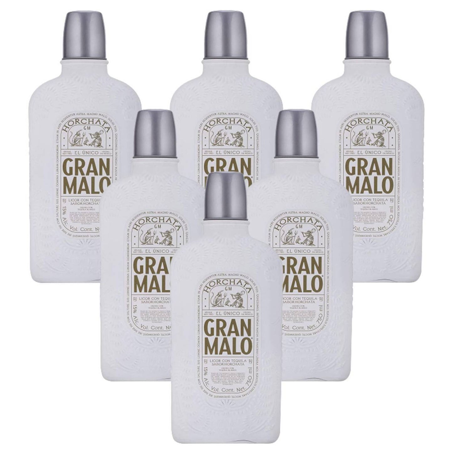 Pack 6 Licor Con Tequila Gran Malo Horchata 750 Ml