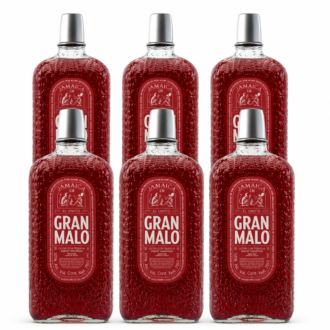 Pack 6 Licor De Tequila Gran Malo Jamaica 750ml